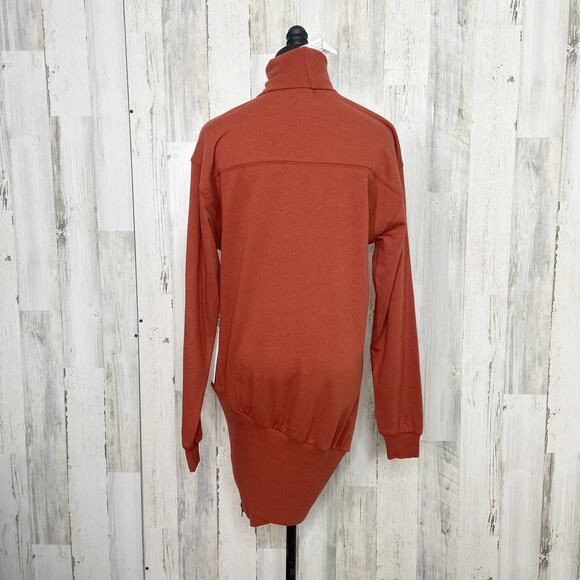 NWT Young Fabulous & Broke Turtleneck Sweatshirt Dress Orange Asymmetric Size XS - Picture 6 of 12